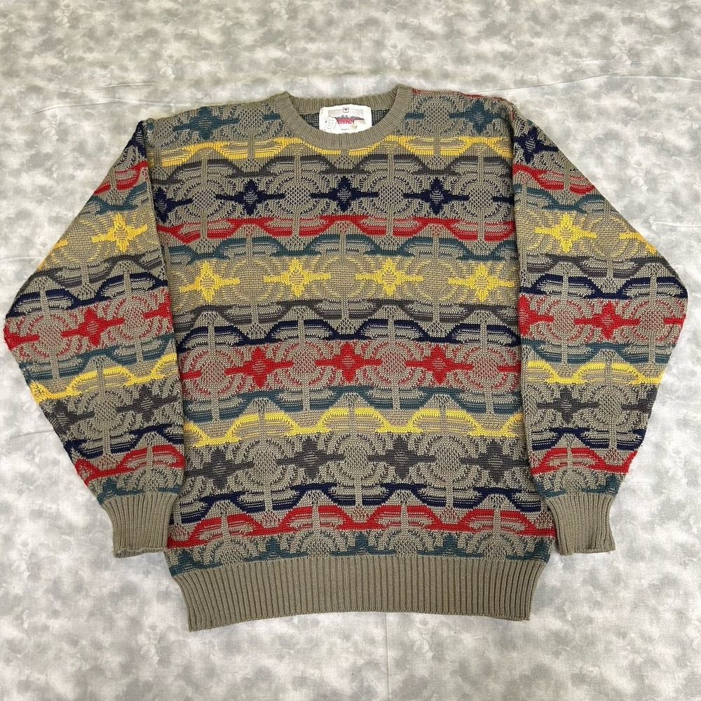 Vintage Obermeyer Sweater Pullover Wool blend Nordic‎ Aztec Kilian Mens Small